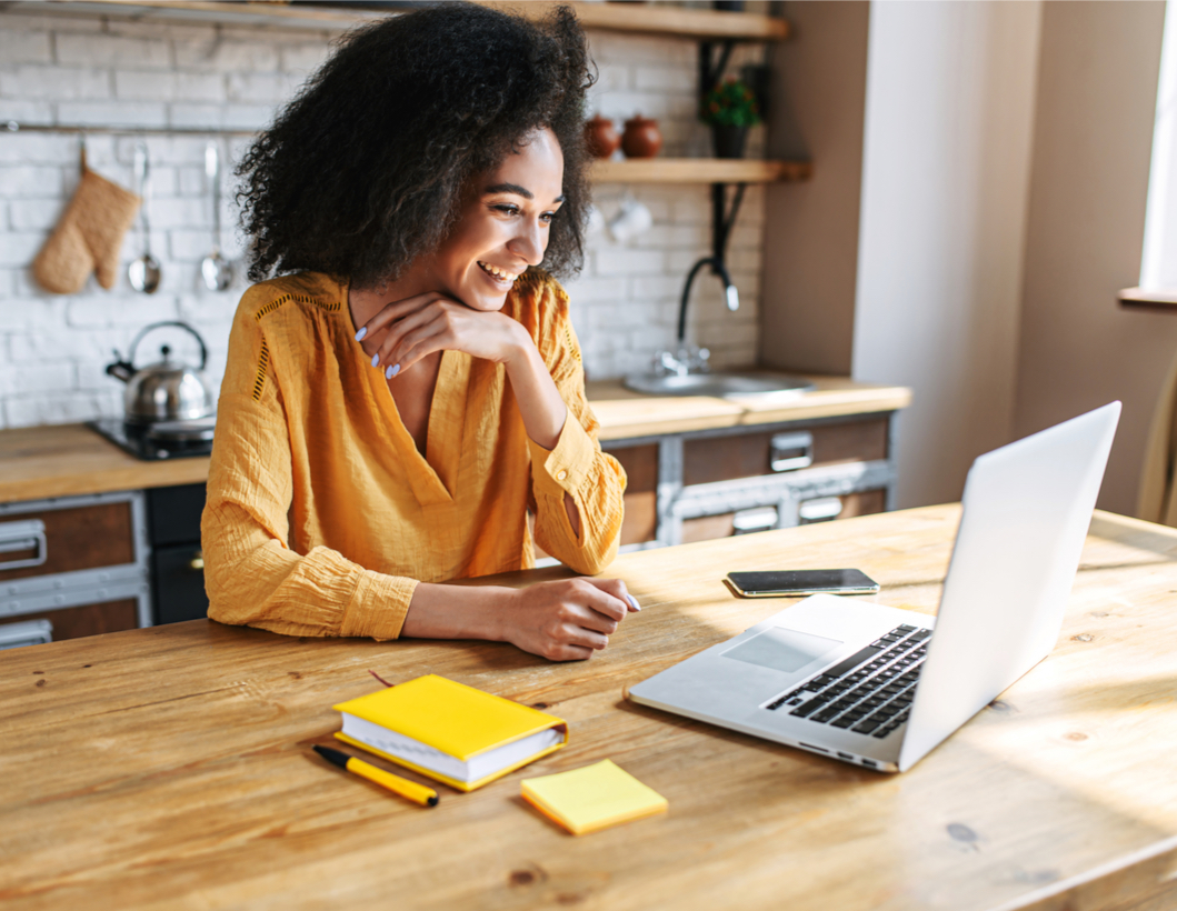 Woman at laptop working from home